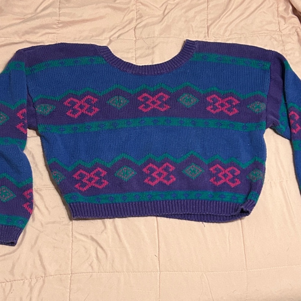 Vintage NUOVO Purple and Blue Crew Neck Sweater